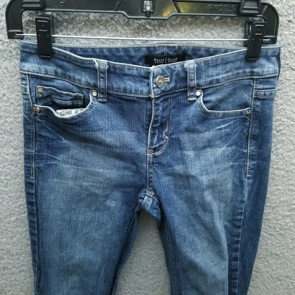 White House Black Market 00S Blanc Blue Solid Bootcut Jeans 28" 29.75" 7.75" - Picture 2 of 12